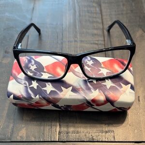 Patriotic Black Glasses with Flag Case